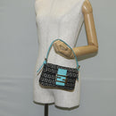 FENDI Zucchino Canvas Mamma Baguette Shoulder Bag Black Gold Auth 136114V-25