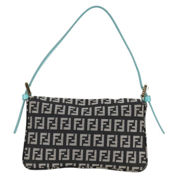 FENDI Zucchino Canvas Mamma Baguette Shoulder Bag Black Gold Auth 136114V - 0