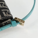 FENDI Zucchino Canvas Mamma Baguette Shoulder Bag Black Gold Auth 136114V-8