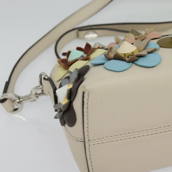 FENDI By The Way Hand Bag Leather 2way Beige Gold Auth 136115