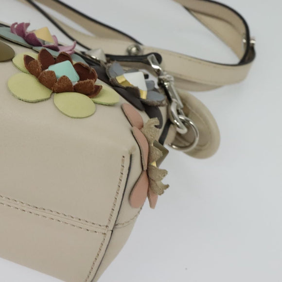 FENDI By The Way Hand Bag Leather 2way Beige Gold Auth 136115