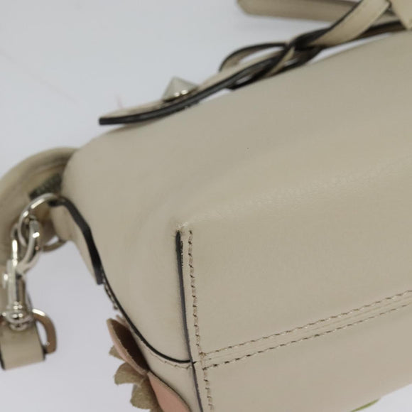 FENDI By The Way Hand Bag Leather 2way Beige Gold Auth 136115