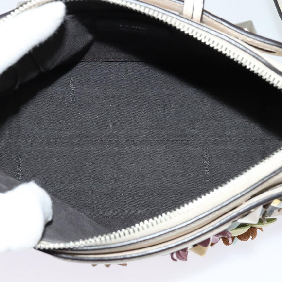 FENDI By The Way Hand Bag Leather 2way Beige Gold Auth 136115