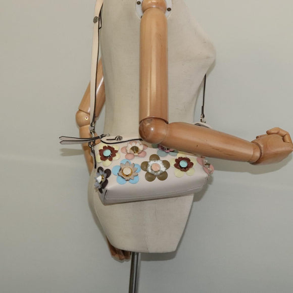 FENDI By The Way Hand Bag Leather 2way Beige Gold Auth 136115