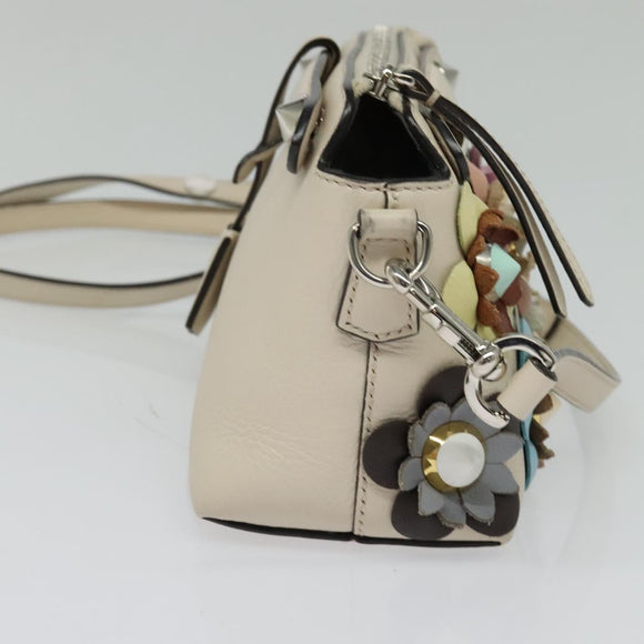FENDI By The Way Hand Bag Leather 2way Beige Gold Auth 136115