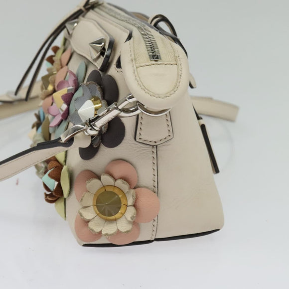 FENDI By The Way Hand Bag Leather 2way Beige Gold Auth 136115