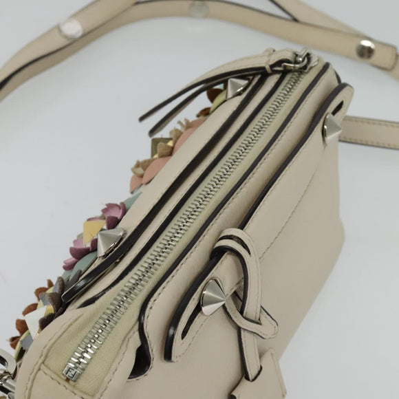 FENDI By The Way Hand Bag Leather 2way Beige Gold Auth 136115