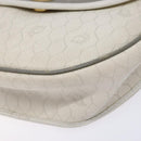 Christian Dior Honeycomb Canvas Shoulder Bag PVC White Gold Auth 136116-14