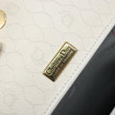 Christian Dior Honeycomb Canvas Shoulder Bag PVC White Gold Auth 136116-20