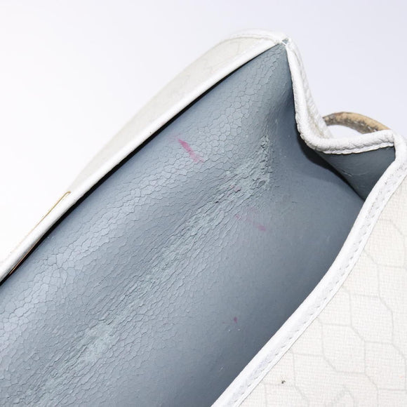 Christian Dior Honeycomb Canvas Shoulder Bag PVC White Gold Auth 136116