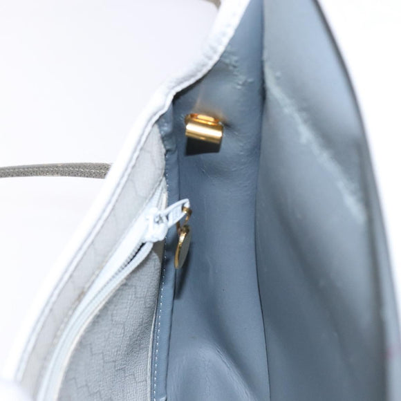 Christian Dior Honeycomb Canvas Shoulder Bag PVC White Gold Auth 136116