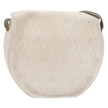 Christian Dior Honeycomb Canvas Shoulder Bag PVC White Gold Auth 136116 - 0