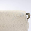 Christian Dior Honeycomb Canvas Shoulder Bag PVC White Gold Auth 136116-3