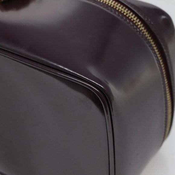 GUCCI Bamboo Vanity Hand Bag Leather Purple Gold 032 1956 0150 Auth 136119