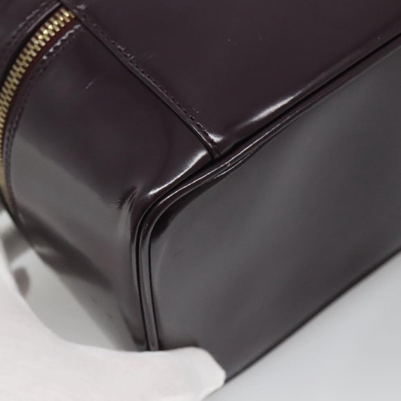 GUCCI Bamboo Vanity Hand Bag Leather Purple Gold 032 1956 0150 Auth 136119