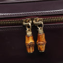 GUCCI Bamboo Vanity Hand Bag Leather Purple Gold 032 1956 0150 Auth 136119-17