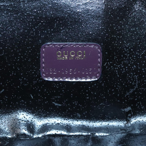 GUCCI Bamboo Vanity Hand Bag Leather Purple Gold 032 1956 0150 Auth 136119