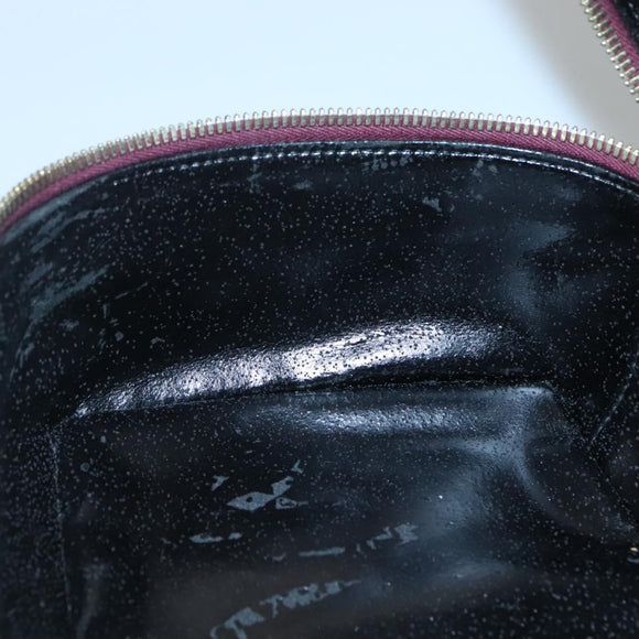 GUCCI Bamboo Vanity Hand Bag Leather Purple Gold 032 1956 0150 Auth 136119