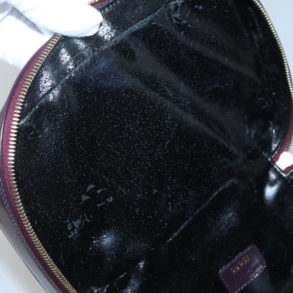 GUCCI Bamboo Vanity Hand Bag Leather Purple Gold 032 1956 0150 Auth 136119