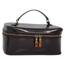 GUCCI Bamboo Vanity Hand Bag Leather Purple Gold 032 1956 0150 Auth 136119-1