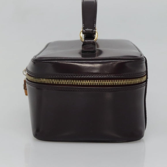 GUCCI Bamboo Vanity Hand Bag Leather Purple Gold 032 1956 0150 Auth 136119