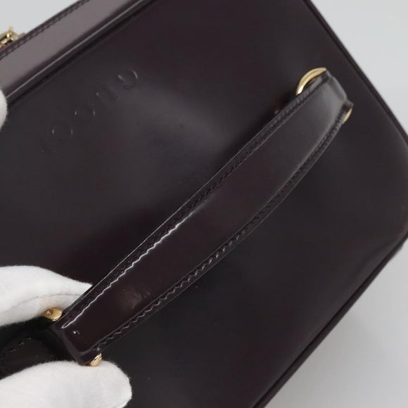 GUCCI Bamboo Vanity Hand Bag Leather Purple Gold 032 1956 0150 Auth 136119