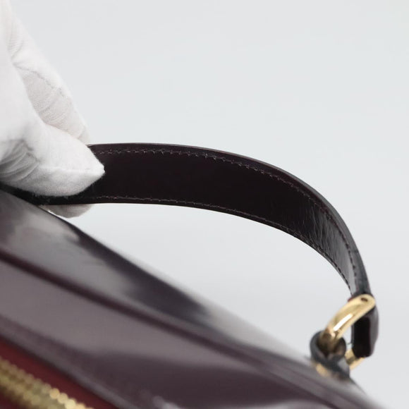 GUCCI Bamboo Vanity Hand Bag Leather Purple Gold 032 1956 0150 Auth 136119