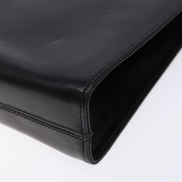 Salvatore Ferragamo Gancini Chain Shoulder Bag Leather Black Gold Auth 136121