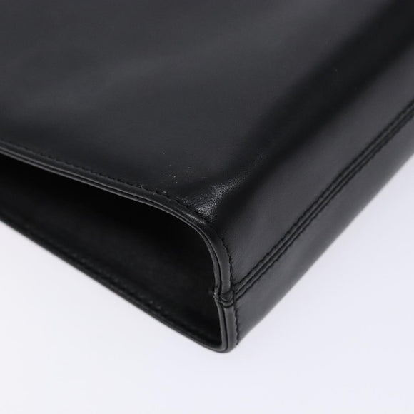 Salvatore Ferragamo Gancini Chain Shoulder Bag Leather Black Gold Auth 136121