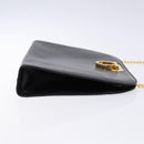 Salvatore Ferragamo Gancini Chain Shoulder Bag Leather Black Gold Auth 136121-3
