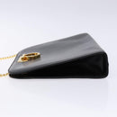 Salvatore Ferragamo Gancini Chain Shoulder Bag Leather Black Gold Auth 136121-4