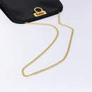 Salvatore Ferragamo Gancini Chain Shoulder Bag Leather Black Gold Auth 136121-7