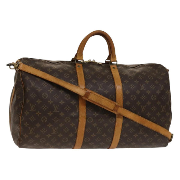 LOUIS VUITTON Monogram Keepall Bandouliere 55 Boston Bag M41414 LV Auth 136135