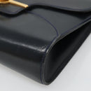 GUCCI Shoulder Bag Leather Navy Gold Auth 136145-9