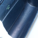 GUCCI Shoulder Bag Leather Navy Gold Auth 136145-10