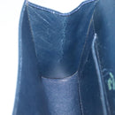 GUCCI Shoulder Bag Leather Navy Gold Auth 136145-19