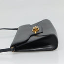 GUCCI Shoulder Bag Leather Navy Gold Auth 136145-3