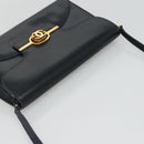 GUCCI Shoulder Bag Leather Navy Gold Auth 136145-6