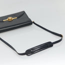 GUCCI Shoulder Bag Leather Navy Gold Auth 136145-7