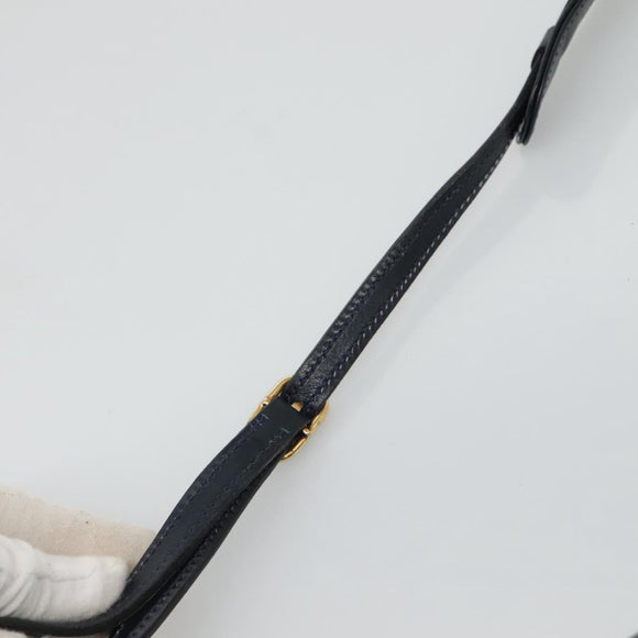 GUCCI Shoulder Bag Leather Navy Gold Auth 136145