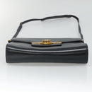 GUCCI Shoulder Bag Leather Navy Gold Auth 136145-5