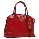 PRADA Hand Bag Safiano leather 2way Red Gold Auth 136147-1