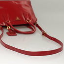 PRADA Hand Bag Safiano leather 2way Red Gold Auth 136147-8