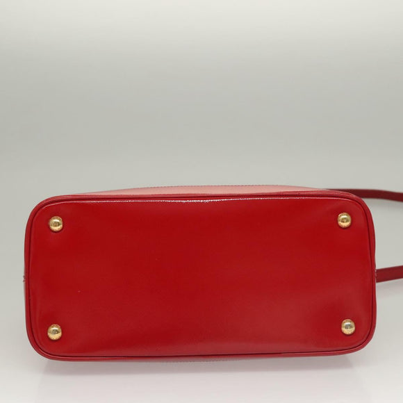 PRADA Hand Bag Safiano leather 2way Red Gold Auth 136147