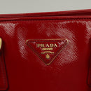 PRADA Hand Bag Safiano leather 2way Red Gold Auth 136147-21