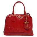 PRADA Hand Bag Safiano leather 2way Red Gold Auth 136147-13