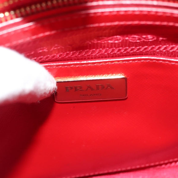 PRADA Hand Bag Safiano leather 2way Red Gold Auth 136147