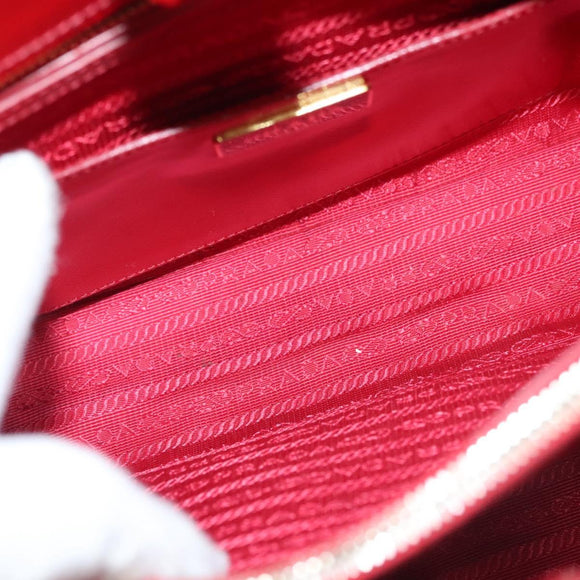 PRADA Hand Bag Safiano leather 2way Red Gold Auth 136147