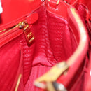 PRADA Hand Bag Safiano leather 2way Red Gold Auth 136147-24