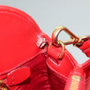 PRADA Hand Bag Safiano leather 2way Red Gold Auth 136147-11